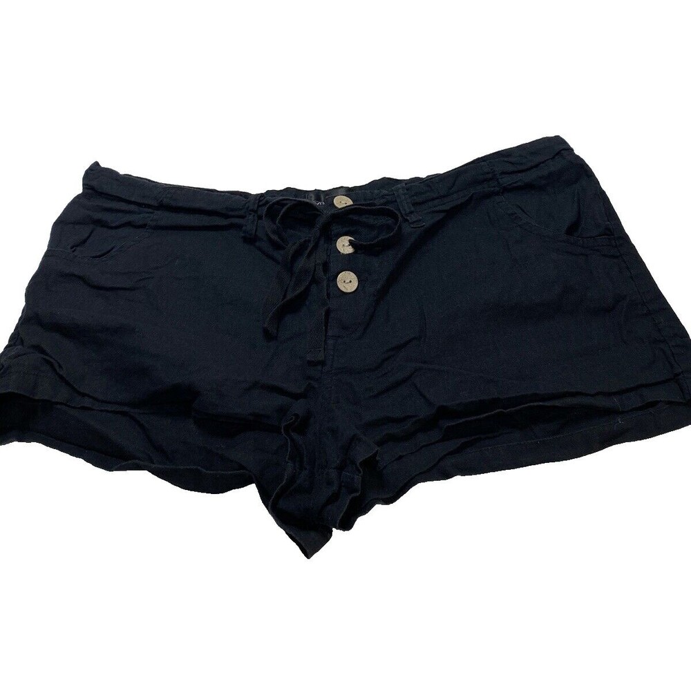 Women’s Black Linen & Cotton Shorts, 3 Button Up, Size XL, Summer, GUC